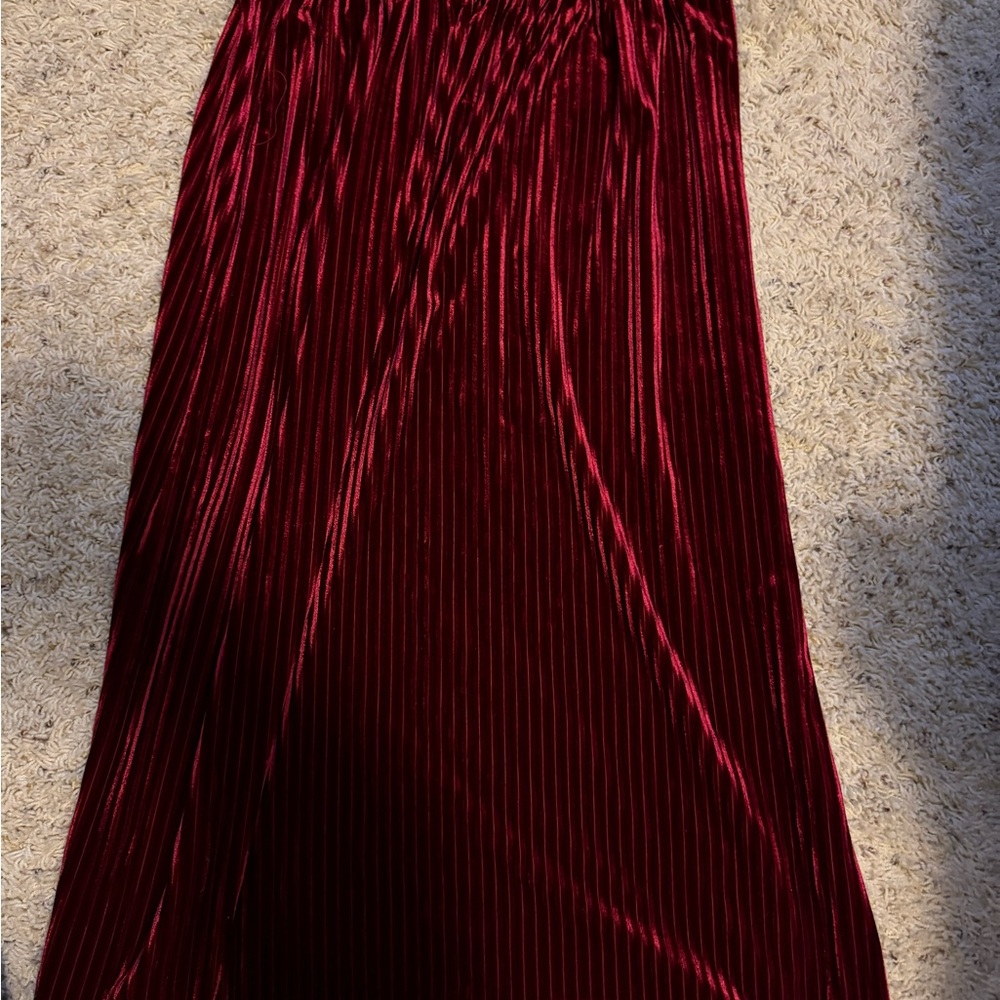 Elegant Red Pleated Skirt